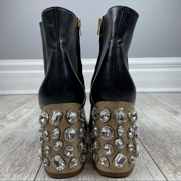 MARNI 41 crystal embellished black leather ankle boots booties - Picture 4 of 7